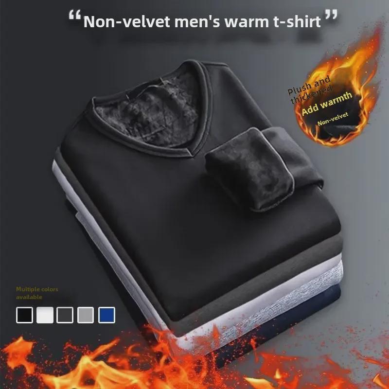 Мужская зимняя термобельё 2024 года из утеплённого бархата — большой размер, можно носить как верхнюю одежду