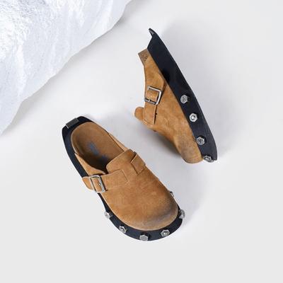 Новые весенне-летние ретро полушлепанцы на толстой подошве, шлепанцы с закрытым носком для женщин, для улицы