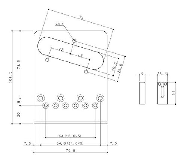 GOTOH стальной хромированный бридж GTC202C типа TL, седла, мензура 10,8 мм, (ПГТС-202С)