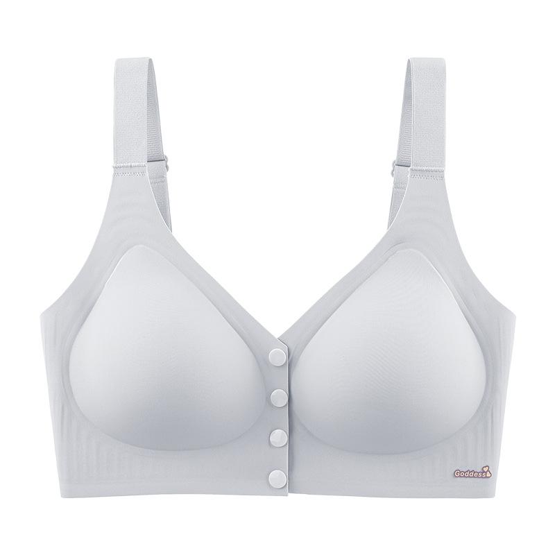 Front-buttoned Bra Women's Fixed Cup Underwear Women's Seamless Bra No Underwire Breast Retraction One-piece Breathable Bra Push Up Bra