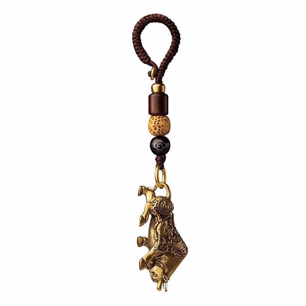 Accessories Lucky Rope Lanyard Pendants Bull Brass Key Rings Bag Keychain Car Key Chain Keyfob