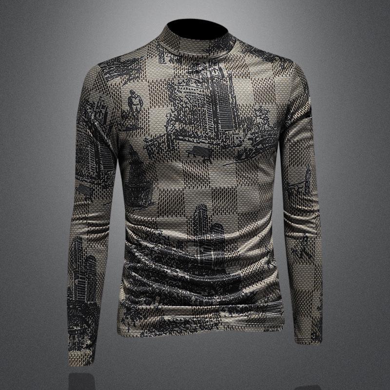 Мужская летняя повседневная рубашка европейского бренда с цифровым принтом и воротником