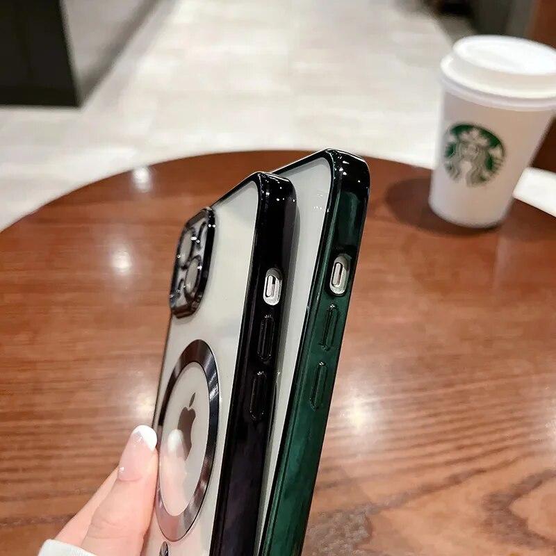 Мужской роскошный магнитный чехол с покрытием Magsafe для iPhone 15 14 13 12 11 Pro Max Plus, противоударный чехол с магнитным беспроводным зарядом