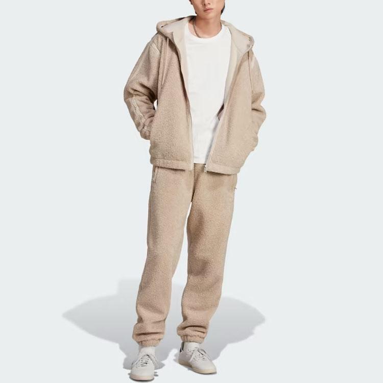 adidas Originals Trefoil Premium Essentials Флисовая куртка с капюшоном Мужская Верхняя одежда Бежевый IM4441