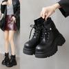 Осенне-зимние новые короткие бархатные ботинки на толстой подошве для женщин, крутые женские кожаные ботинки, британские ботинки Мартин для женщин