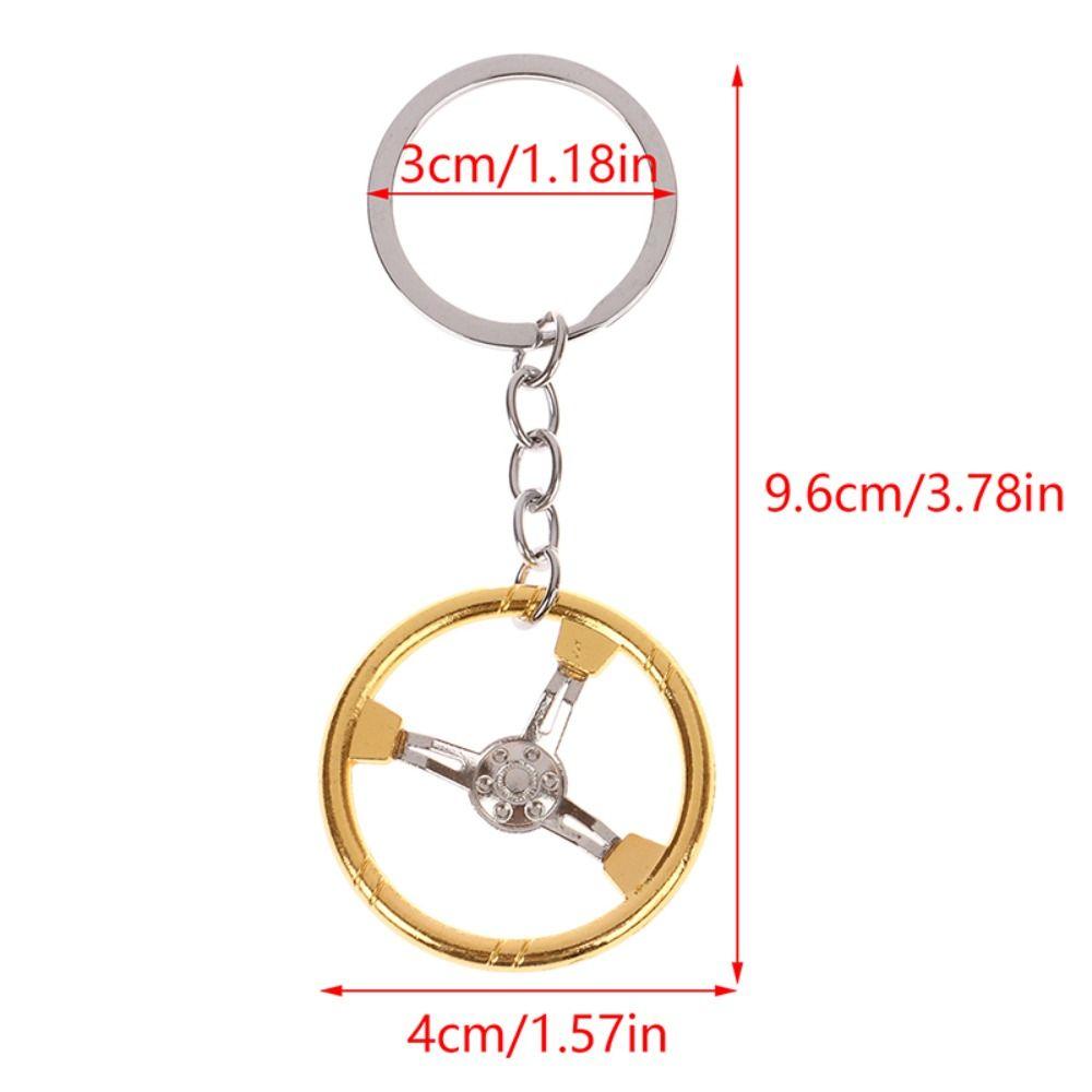 Zinc Zinc Alloy Racing Steering Wheel Key Ring Three Color Car Refitting Pendant Fashion   Male/Boys