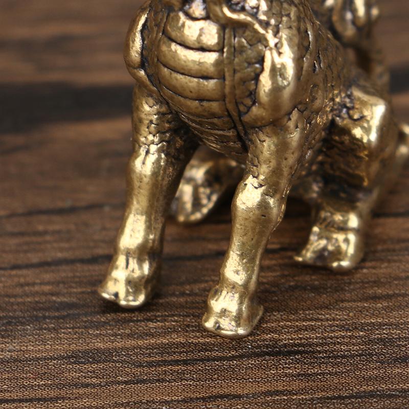 Цилинь Удача Животное Фэншуй Винтажная Статуэтка Статуэтка Богатство Латунный Декор Процветание Китайский Стиль Орнамент