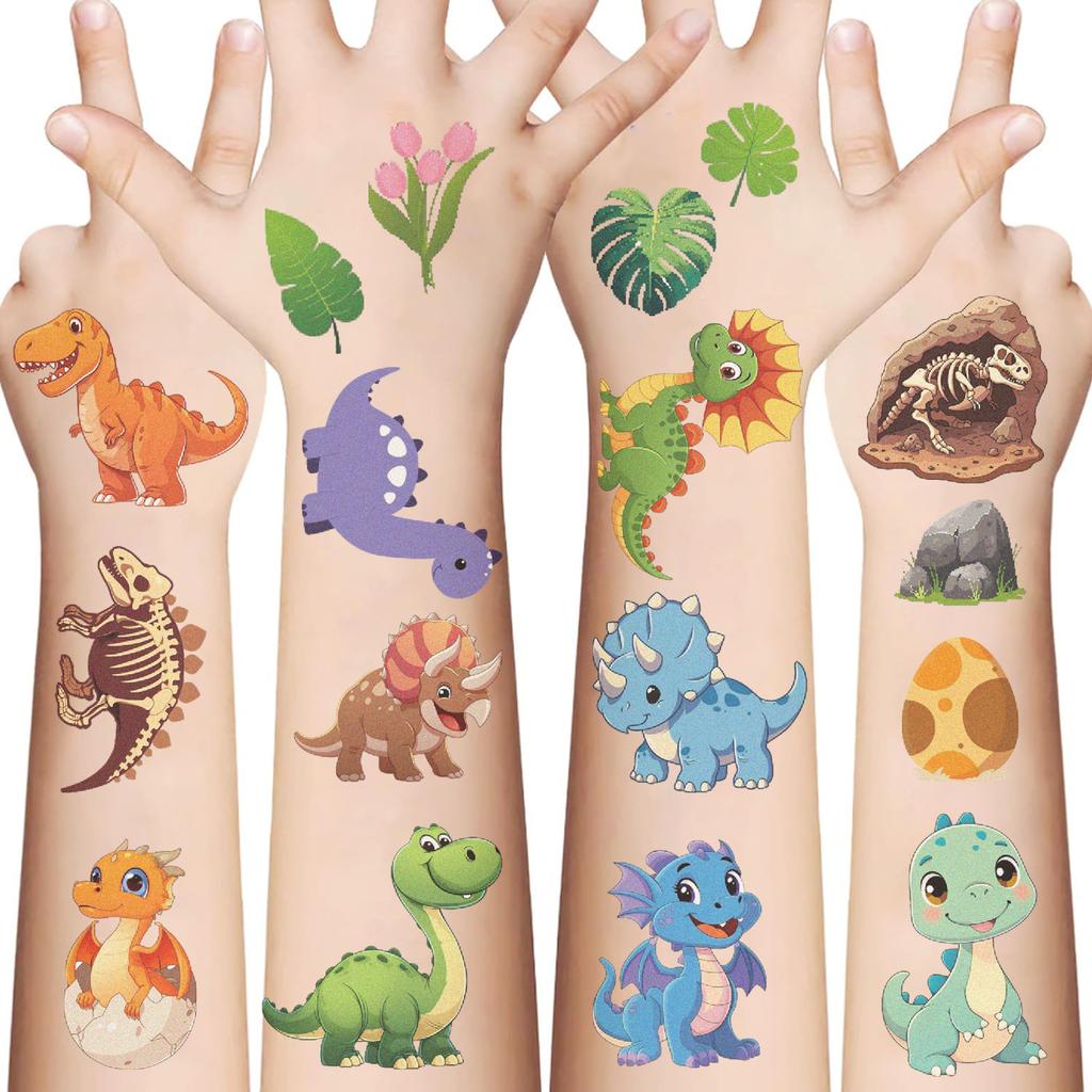 Children's Cartoon Dinosaur Tattoo Stickers, Waterproof Love Personality Tyrannosaurus Rex Tattoo Stickers, Animal Party Tattoo Stickers