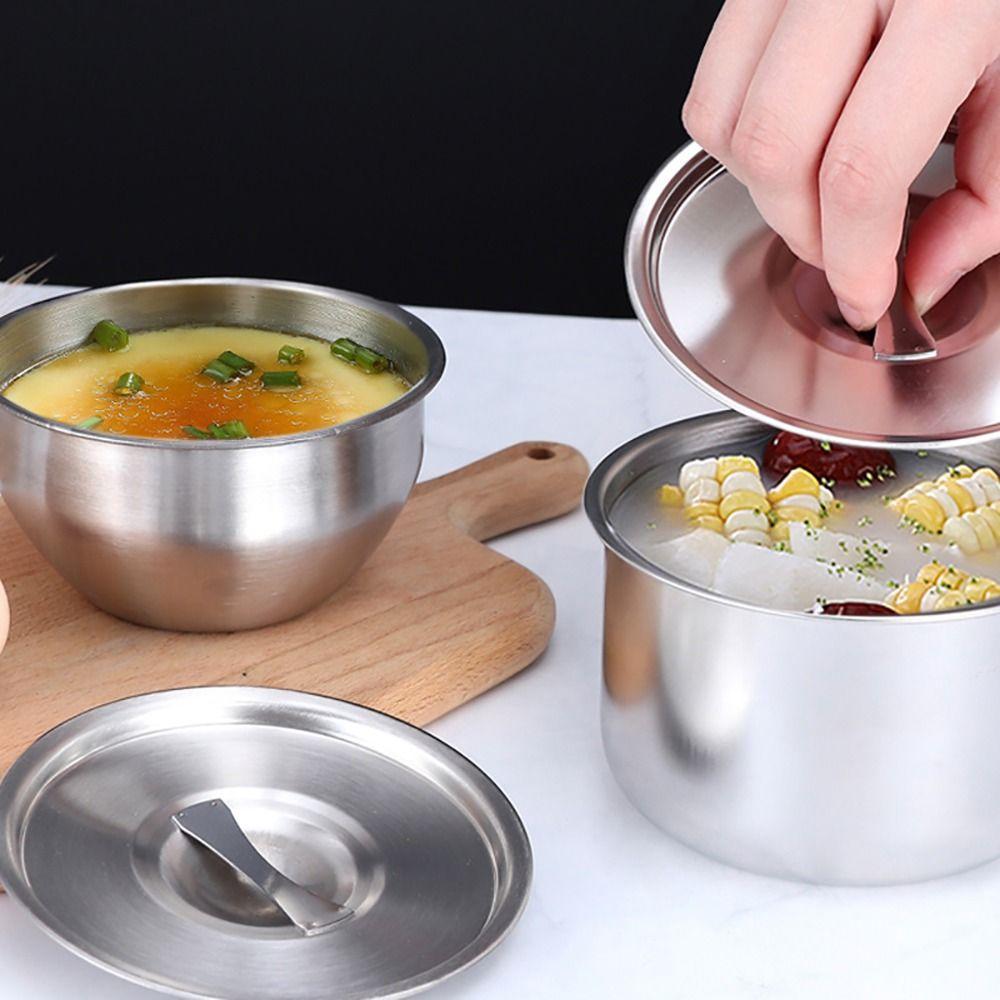1Pcs Stainless Steel Rice Bow Soup Bowl Children Bow Small Steamed Egg Bowl