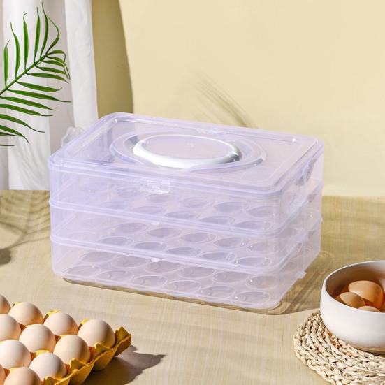 Ящик для хранения яиц, прозрачный, 24 сетки, большая вместимость, пылезащитный, с крышкой и ручкой, штабелируемый кухонный холодильник, лоток для яиц, контейнер для хранения яиц, держатель для яиц