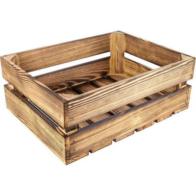 Ящик из обожженной древесины - CREATIVE DECO - 40 x 30 x 15 см - Деревянный ящик для хранения - Винтажный деревянный ящик