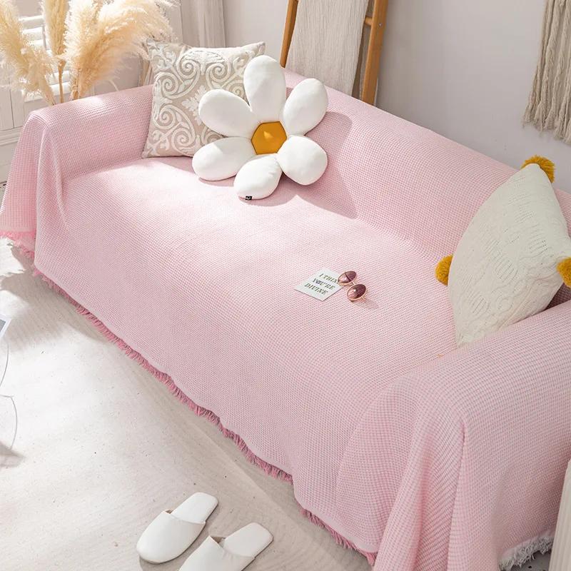 Тканый хлопковый чехол для дивана, однотонное нескользящее полотенце для дивана для гостиной, мебельный декор, гобелен, чехол для дивана