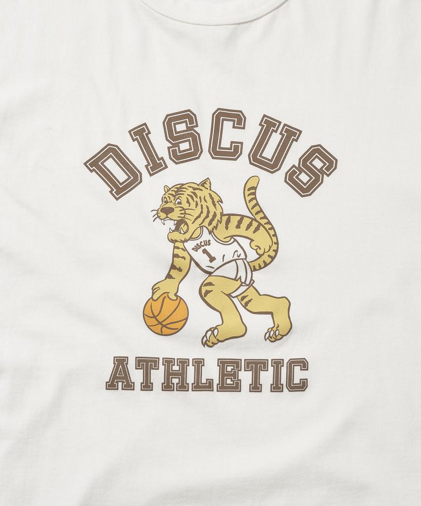 DISCUS ATHLETIC [2 цвета] Свободная хлопковая футболка с пигментным тигром