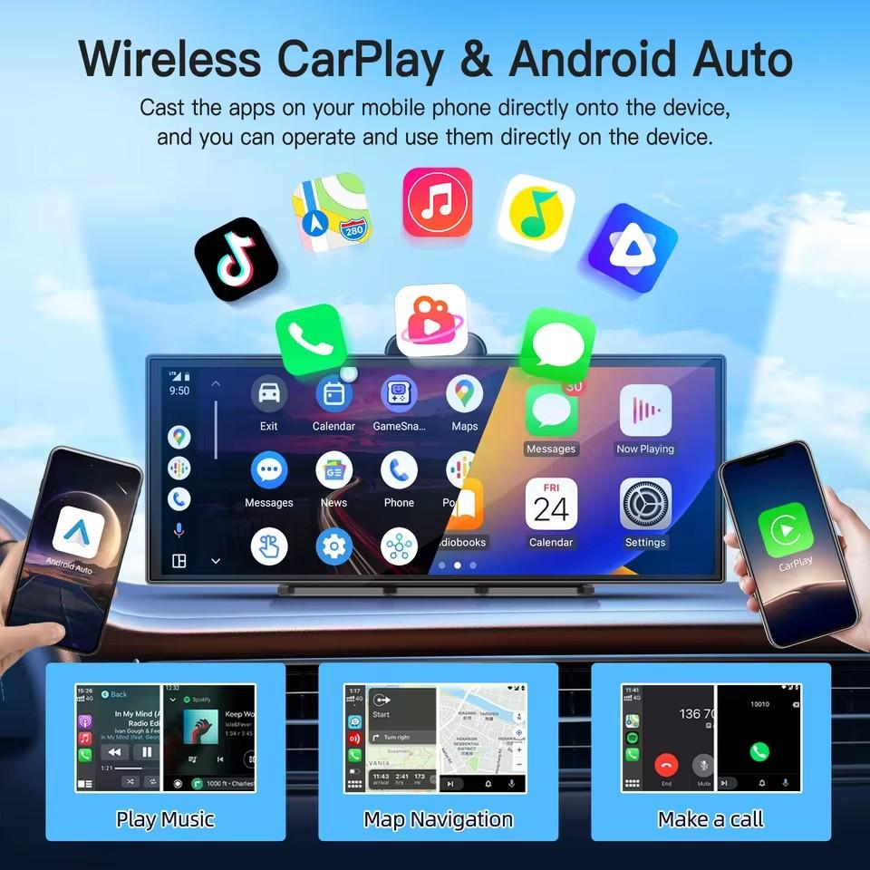 H70 Plus 11,4″ 4K ADAS Видеорегистратор 60 кадров/сек Беспроводной Car Play и Android Auto Двойная запись Ночное видение DVR