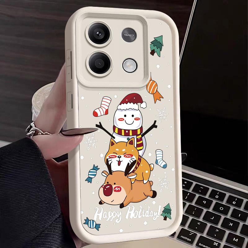 Чехол для телефона Merry Christmas Snowman Elk Print для Xiaomi 13T Pro 11T Poco F6 X6 Redmi Note 13 12 11 Pro 10, мягкий матовый противоударный защитный чехол из ТПУ
