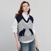 Chuyu Women's Cat Jacquard Knit Vest