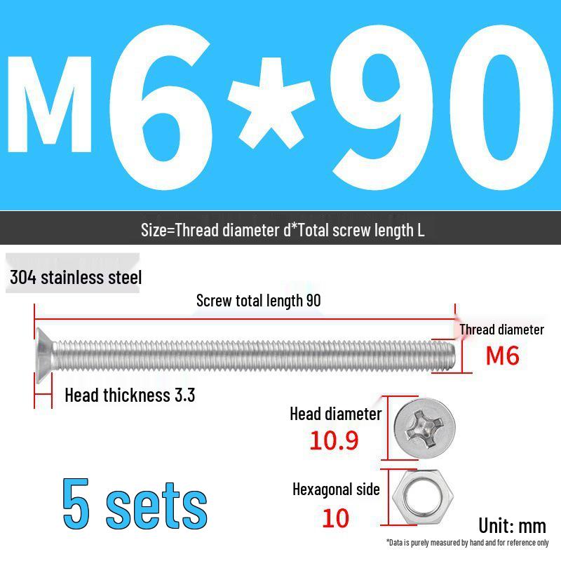 Набор Extra Long Phillips Flat Head Винтов и Гаек из Нержавеющей Стали 304 (2М, 3М, 4М)