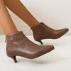 Classic Brown Ankle Boots for Women Low Heel Short Boot Lady Zipper Zebra Footwear Party Dance Shoes Autumn Spring 2025