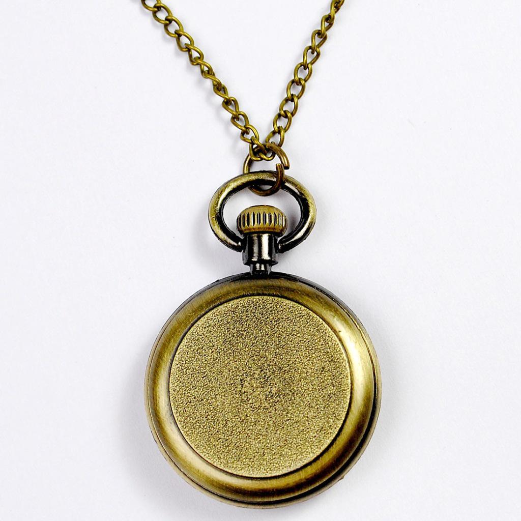 Vintage Gold Pocket Watch Necklace with Roman Numerals - Model 6014
