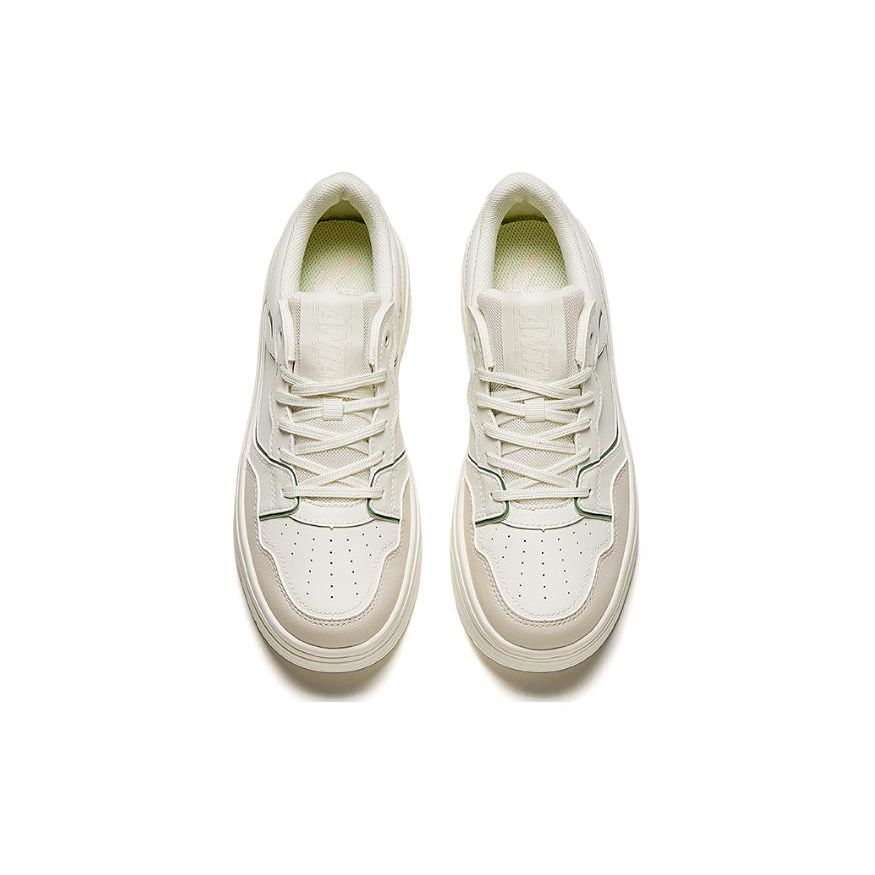 Anta Стиль жизни Серия Модные повседневные прочные дышащие низкие кроссовки для скейтбординга Женские кроссовки Белый Зеленый 122428015-1