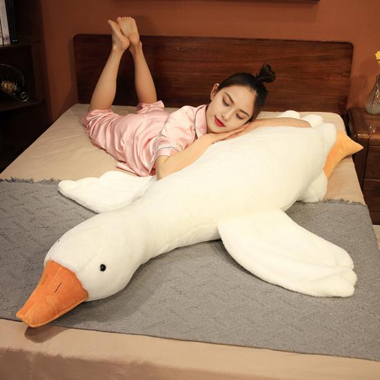 Large White Goose Plush Pillow Huggable Stuffed Animal Soft Duck Sofa