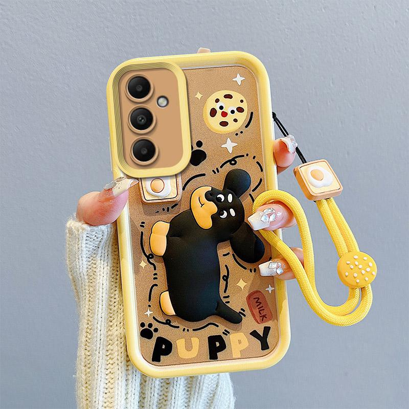 KEYSION Противоударный чехол для Samsung S24 Ultra S24+ S24 FE со шнурком Силиконовый 3D мультяшный чехол для телефона куклы для Galaxy S23 Ultra