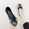 Shallow Fairy Shoes Cover Feet Flat Beanie Shoes Versatile Bow Single Shoes Women 2025 Summer and Autumn New Pearl Sequins