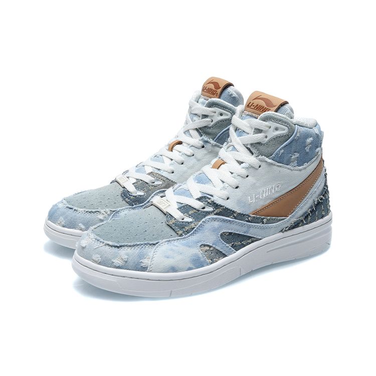 Li Ning 937 Deluxe Hi21 Амортизация Нескользящие Износостойкие Дышащие Поддержка Высокие Ретро Баскетбольные Кроссовки Мужские кроссовки Синие AGBR033-3