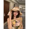 Straw hat big cover hat summer new sunscreen sun hat sweet bucket hat breathable lace bow grass