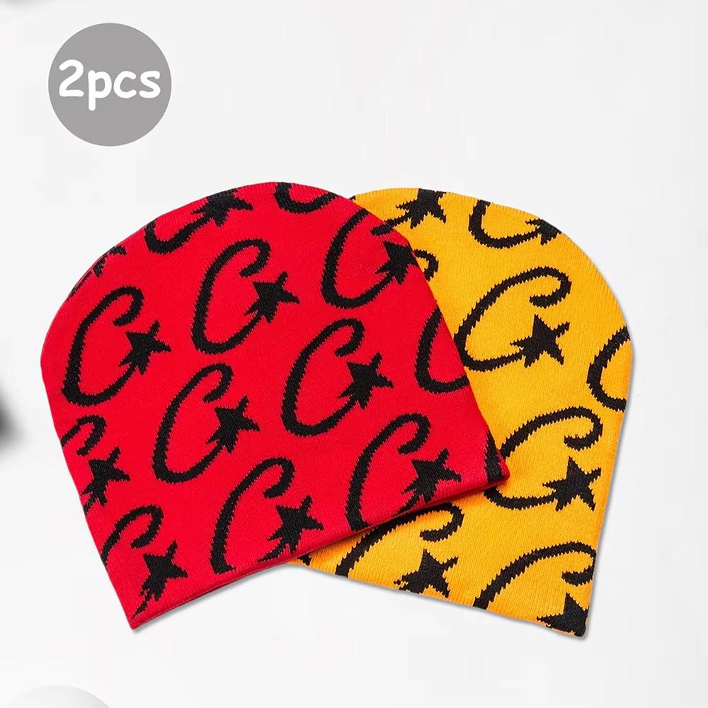 Модная хип-хоп шапка для женщин, жаккардовая вязаная шапка с зимним звездным узором, теплая шапка для улицы, подходит для Рождества