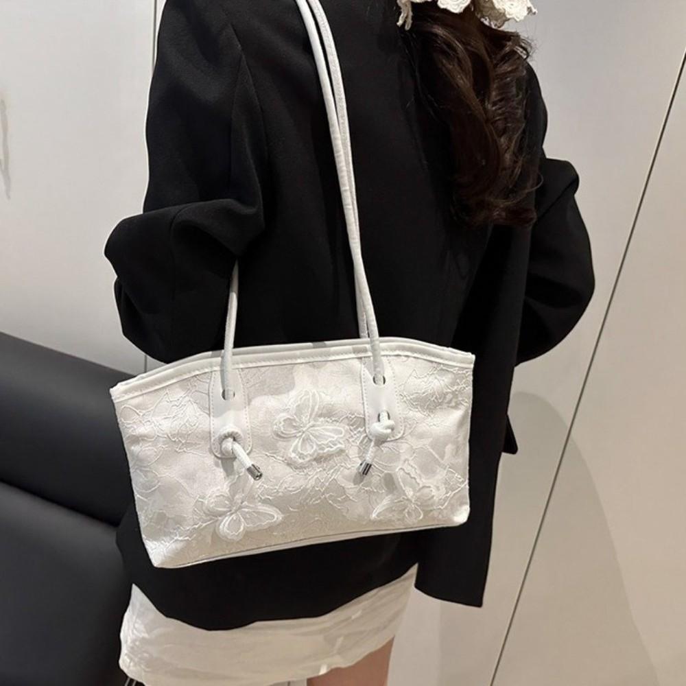 Korean Style Butterfly Tote Bag Commute Pu Leather Handbag Casual Shoulder Bag Outdoor