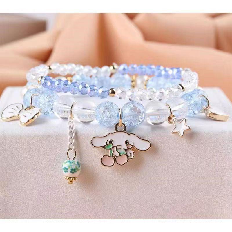Children's Cartoon Crystal Beaded Bracelet - Cute Layered Jewelry for Girls & Best Friends