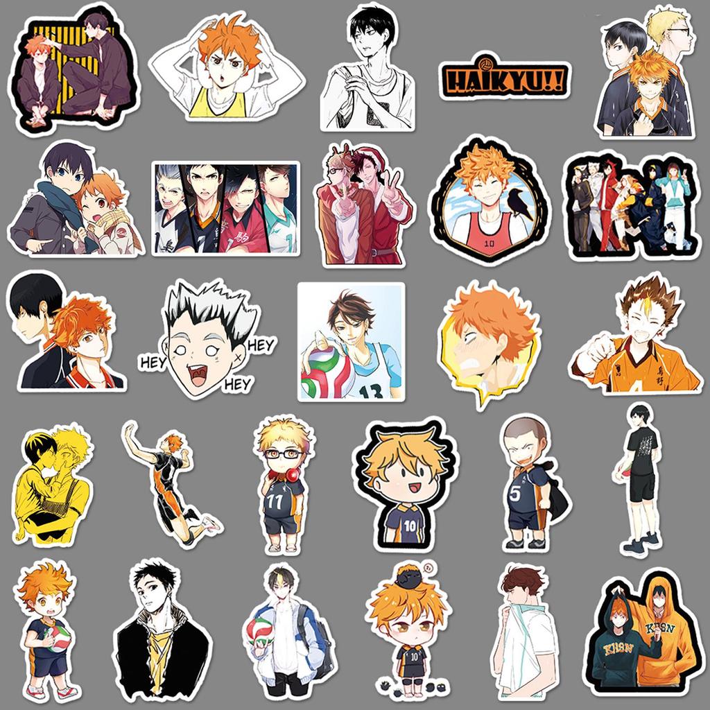52 Haikyuu Waterproof Cartoon Stickers for Suitcase, Scooter, and Car Decor