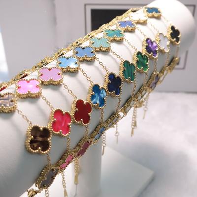 15 мм высокая версия четырехлистный клевер 18 карат титан стальной браслет женский простой женский браслет