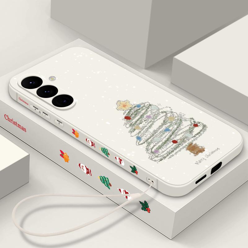 Матовый тонкий чехол Dream Merry Christmas Tree Pattern для Samsung Galaxy S24 Ultra S23 FE S22 A55 A54 A34 A35 A52, мягкий противоударный чехол из ТПУ со шнурком