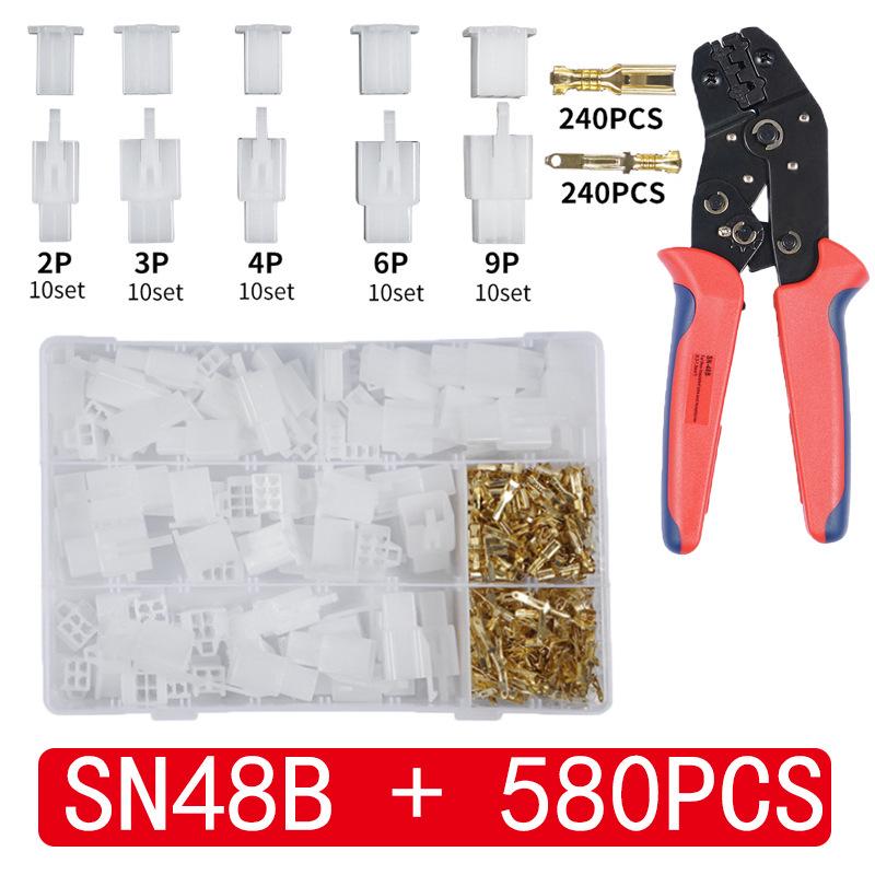 380PCS Car Wiring Terminals & Connectors Set - 2.8 Blade Spring with Boxed Copper and Plastic Parts