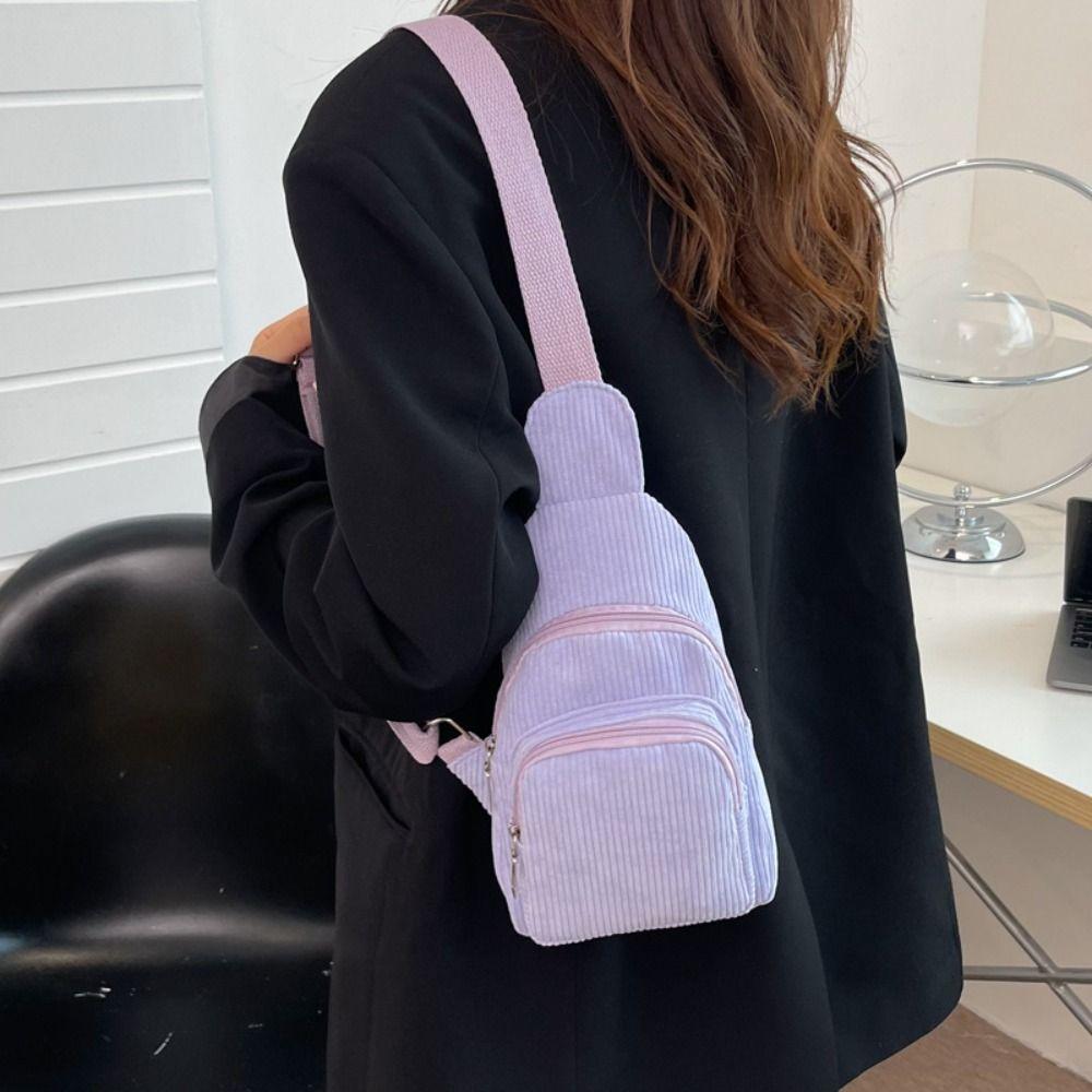 Shoulder Bag Corduroy Chest Bag Schoolbag Waist Bag Casual Corduroy Crossbody Bag Boys