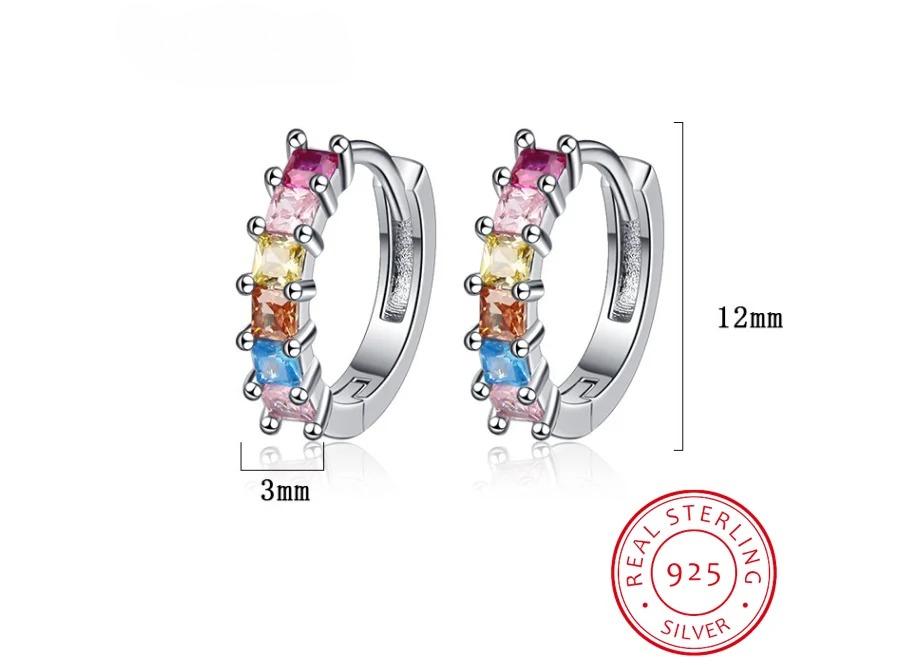 Square Citrine Peridot Amethyst Garnet Blue Topaz 925 Sterling Silver Geometric Hoop Earring For Women Colorful Gemstone Jewelry
