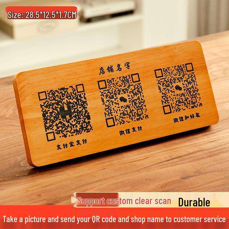 Custom Wooden QR Code Display Stand for Cashiers
