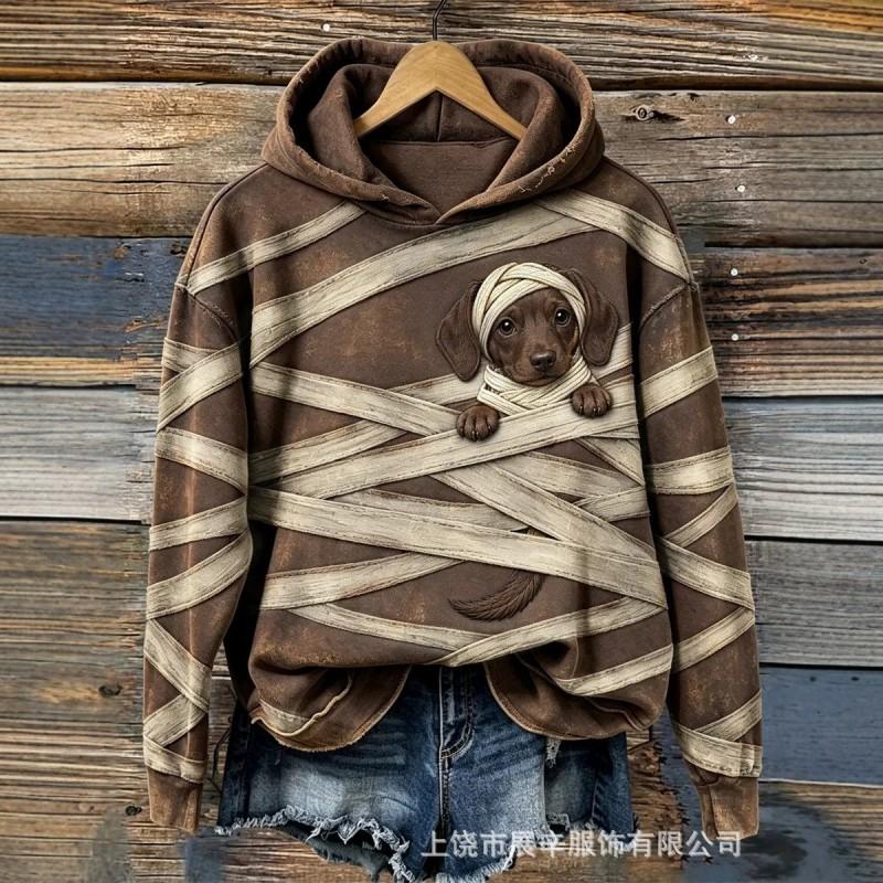 Womens Hooded Oversized Sweatshirt With 3D Animal Print Streetwear Loose Fit Long Sleeve Winter 2026