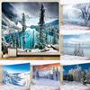New Year Snow Scene Christmas Tree Home Decoration Tapestry Psychedelic Scene Bohemian Home Background Cloth