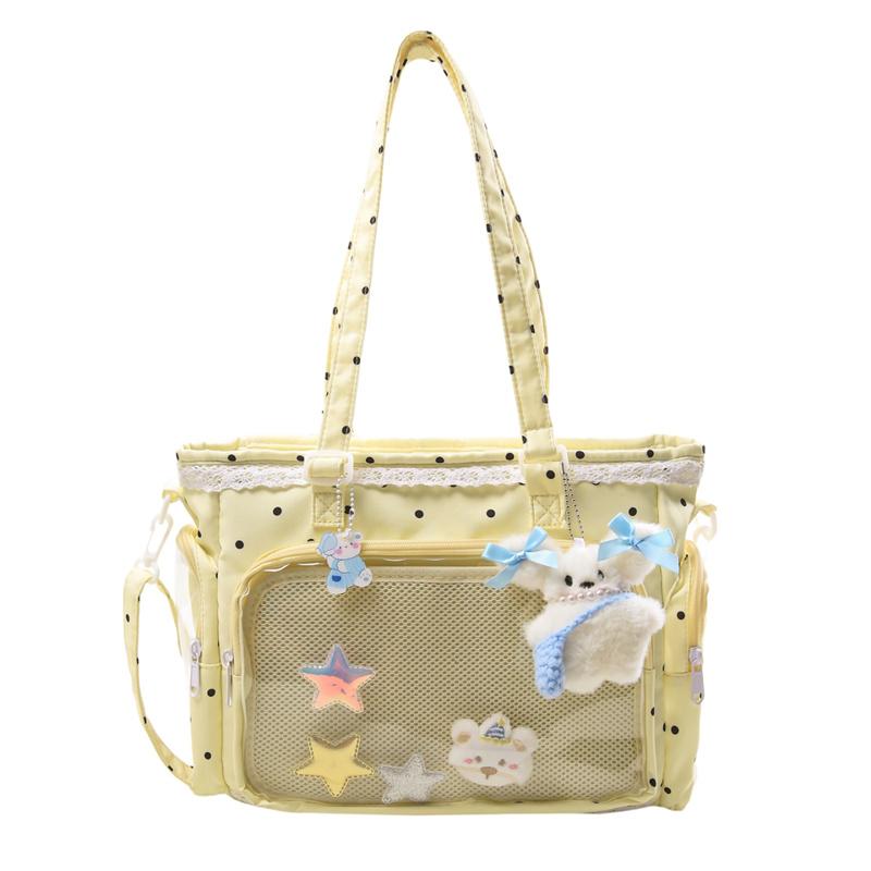 Кружевная прозрачная сумка в горошек, на плечо, для учеников средней школы