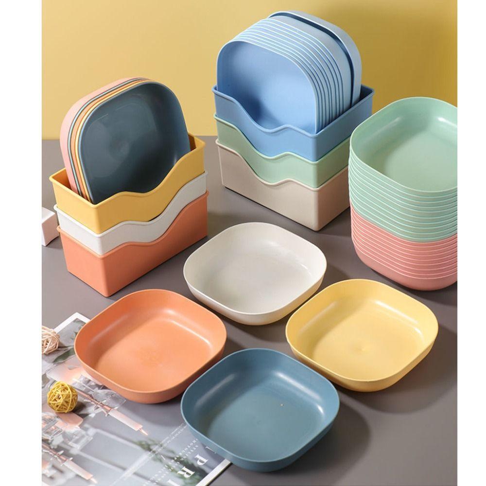 10PCS Random Color Multifunctional Dish Multicolor Candy Plate Fruit Plate Home Kitchen