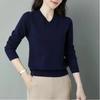 Spring and Autumn New Style V-neck Solid Color Simple Women's Sweater Short Knitted Bottoming Top
