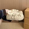 Плюшевые Birkenstock на толстой подошве, пушистые туфли, новые плюшевые хлопковые туфли на мягкой подошве, зимние пушистые ботинки с бантом