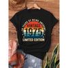 1975 Красная Буква 1975 Круглые Полоски, Винтажный 1975 Веселый Подарок на 50-летие 50-летие Ретро Принт Футболка