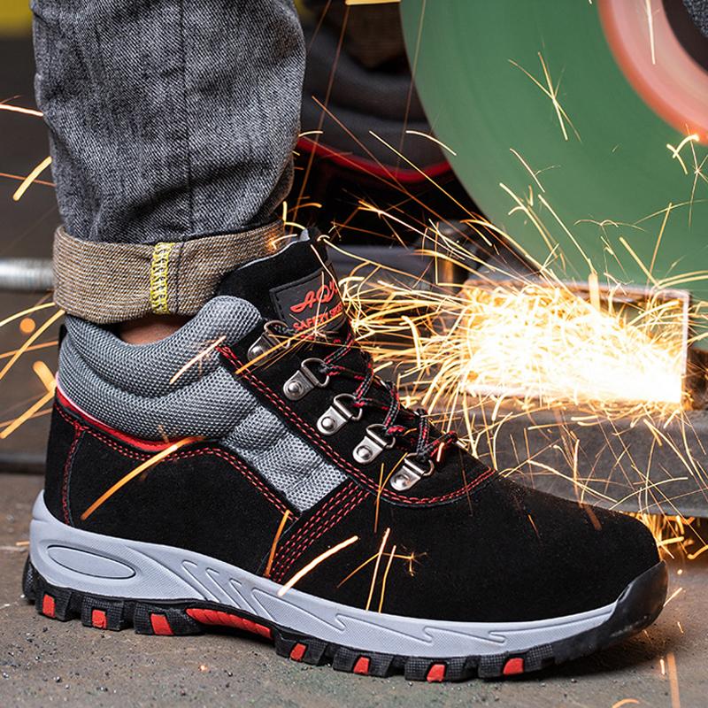 Осенне-зимние высокие защитные ботинки для мужчин, рабочие ботинки с защитой от ожогов, ботинки со стальным носком, защитные ботинки для строительства, устойчивые к проколам