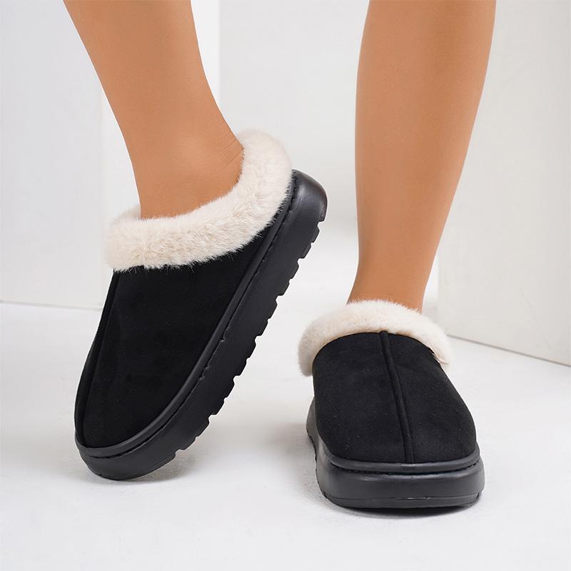 1Pair Thick Non Slip Outdoor Indoor Women Winter Fluffy Fur Slipper Thick Sole Plush Shoes