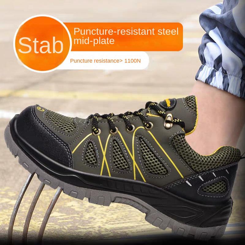 Oulylan Anti-Puncture Protection Boot Summer Steel Toe Labor Footwear Male Anti Odor Breathable Safety Shoes For Outdoor Workers