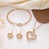 Sparkling Double-Layer Hollow Heart-Shaped Pendant Necklace Women'S Temperament Versatile Jewelry Set
